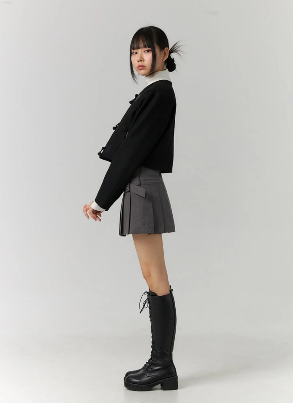 Zara Gray Pleated Mini Skort Belted High Waist Office Siren Preppy Schoolgirl M